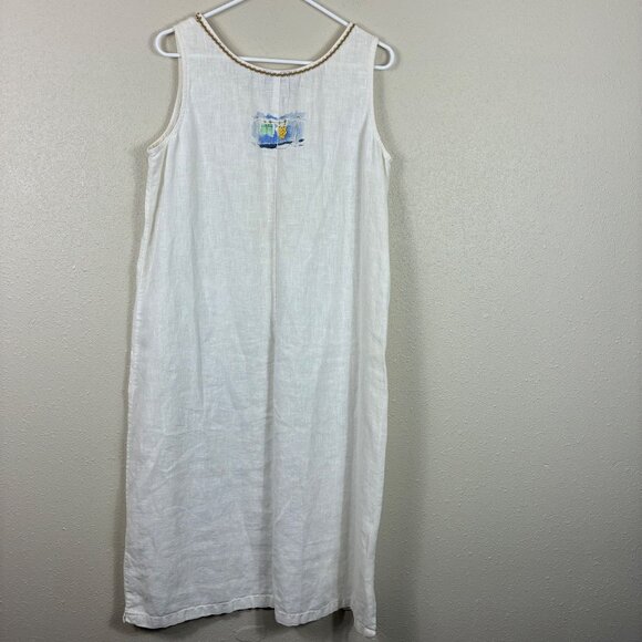 VTG 90’s Y2K Sweet Jessie Linen Maxi Beach Scenes Dress Sz XL Coastal Resort - Picture 8 of 8